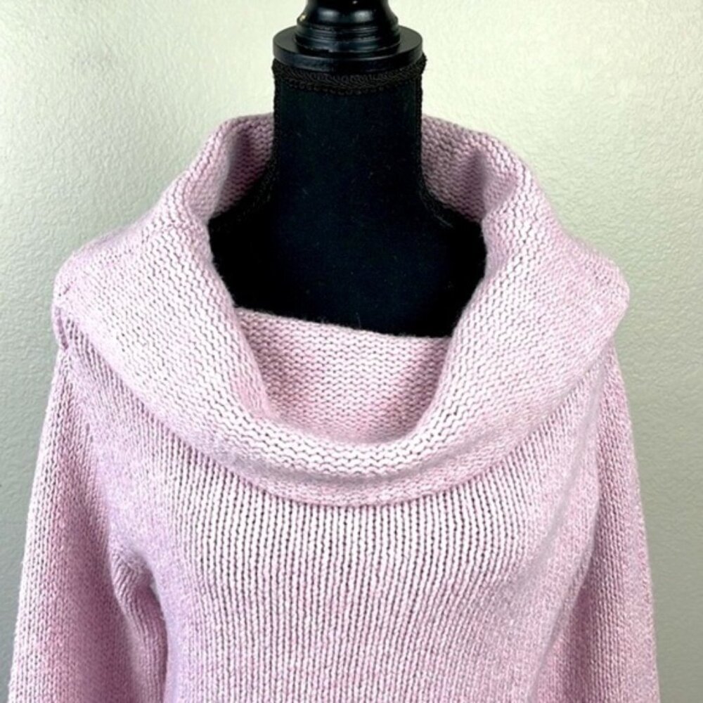 Anthropologie Cashmere Wool Sweater Cowl Neck Oversize Pastel Lilac Turtleneck S - Picture 2 of 9